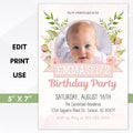 pink flower invitation boho